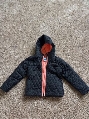 Columbia Kids Black Puffer Jacket with Coral Interior